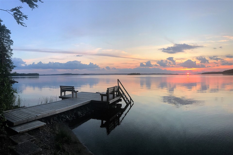 Pier By The Lake At Sunset jigsaw puzzle