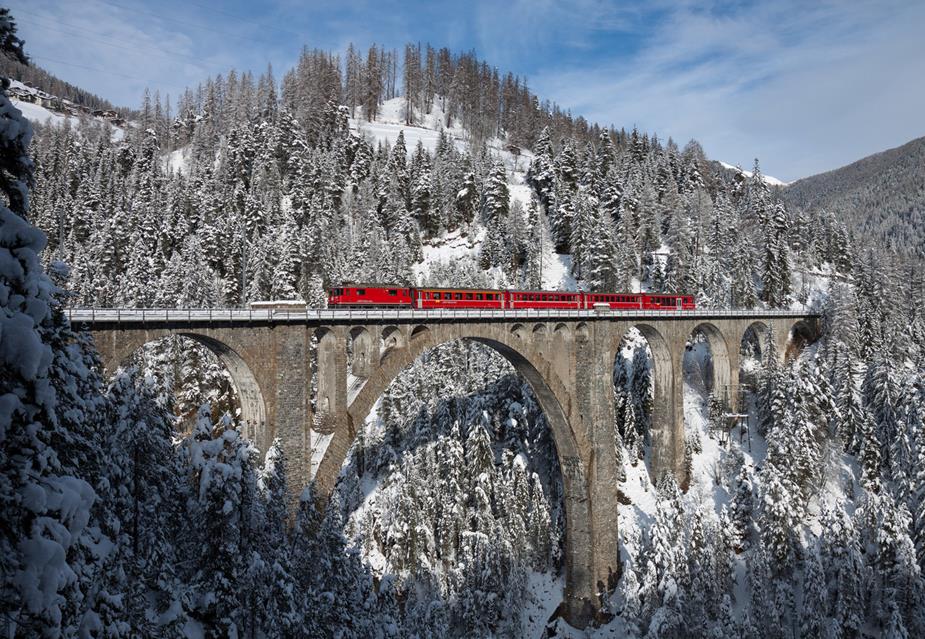 Train At Swiss Viaduct jigsaw puzzle