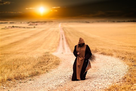 Pilgrim walking through field jigsaw puzzle