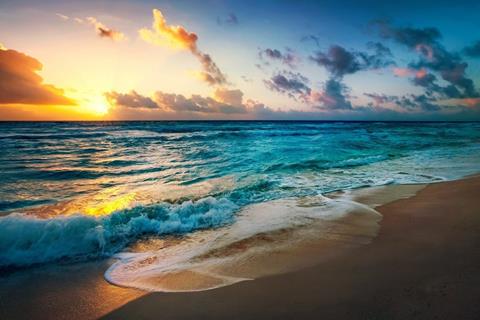 Light Blue Sea Waves And Sunset jigsaw puzzle