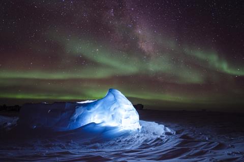 Aurora Australis Over Illuminated Igloo jigsaw puzzle