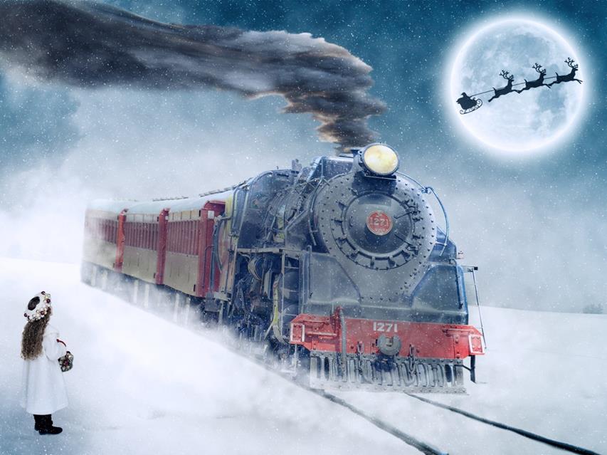 Old Train In Christmas Time jigsaw puzzle