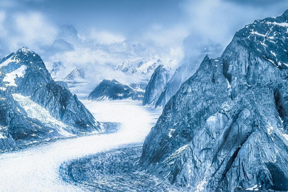 Snow Path Between Mountains jigsaw puzzle