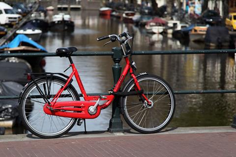 Red Bicycle On Bridge jigsaw puzzle