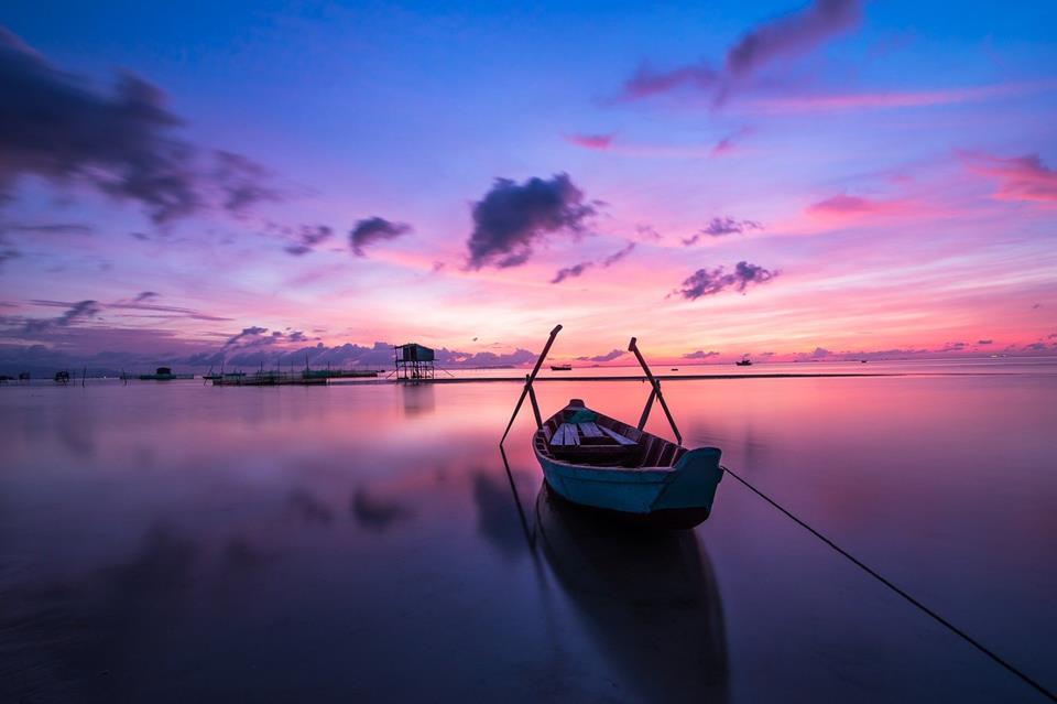 Lonely Boat In The Sunrise jigsaw puzzle