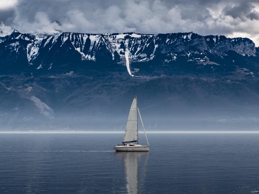 Sailing Boat On Wintery Landscape jigsaw puzzle