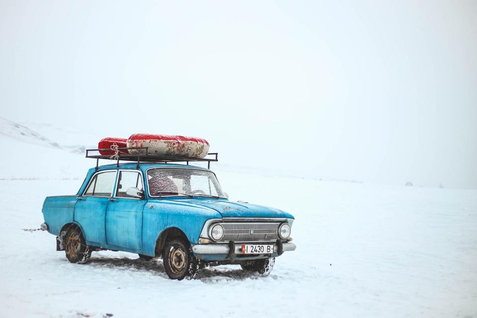 Old Sedan On Wintery Landscape jigsaw puzzle