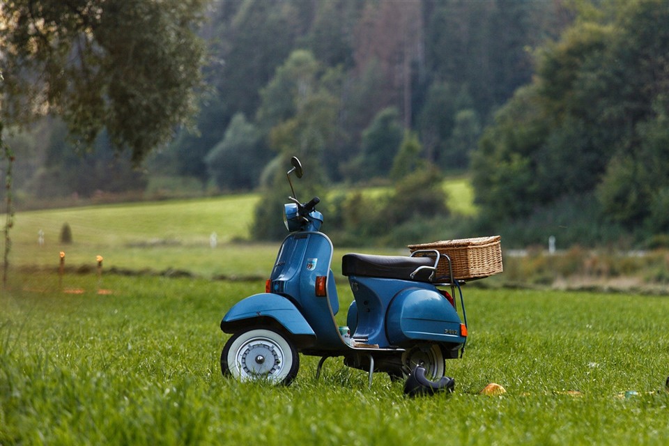Blue Scooter on Countryside jigsaw puzzle