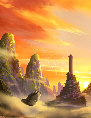 a flock of birds sitting on top of a sunset jigsaw puzzle