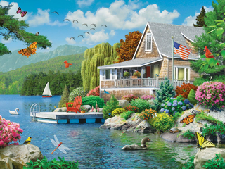 a small house surrounded by water jigsaw puzzle
