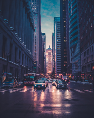 a close up of a busy city street jigsaw puzzle