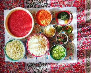 a bowl of food on a table jigsaw puzzle