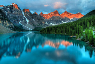 a lake with a mountain in the background jigsaw puzzle