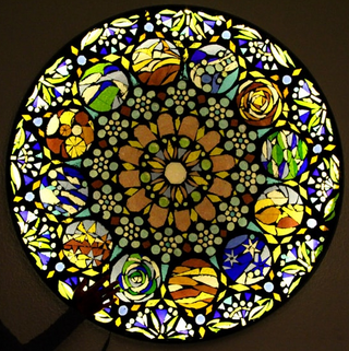 a close up of a colorful window jigsaw puzzle