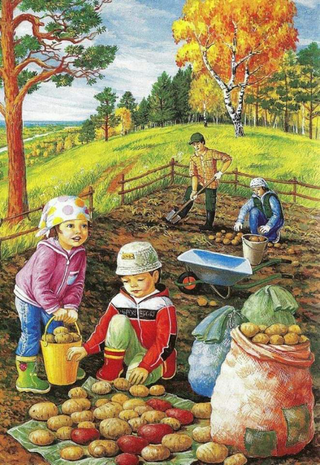 a group of people sitting at a fruit stand jigsaw puzzle