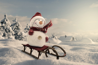 a bench is sitting in the snow jigsaw puzzle