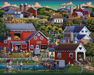 a group of people riding on the back of a house jigsaw puzzle