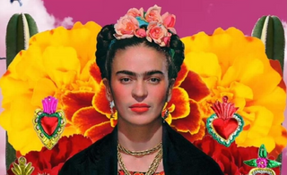 Frida Kahlo with pink hair looking at the camera jigsaw puzzle