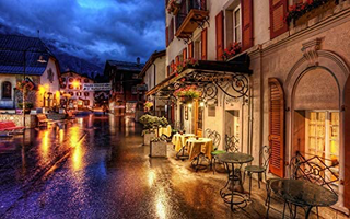 a close up of a street in front of a building jigsaw puzzle