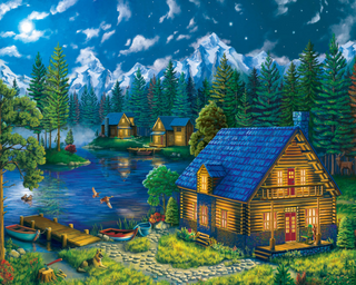 a close up of a pond jigsaw puzzle