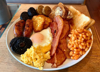 a plate of food on a table jigsaw puzzle