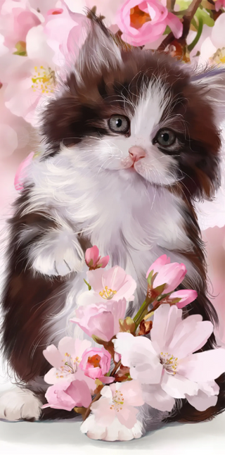 a cat sitting on top of a flower jigsaw puzzle