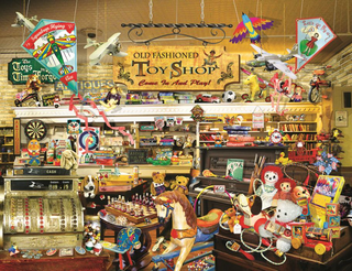 a group of stuffed animals on display in a store jigsaw puzzle