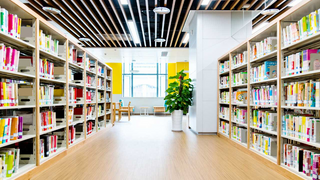 a room with a book shelf filled with books jigsaw puzzle