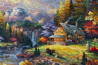 a painting in a garden jigsaw puzzle